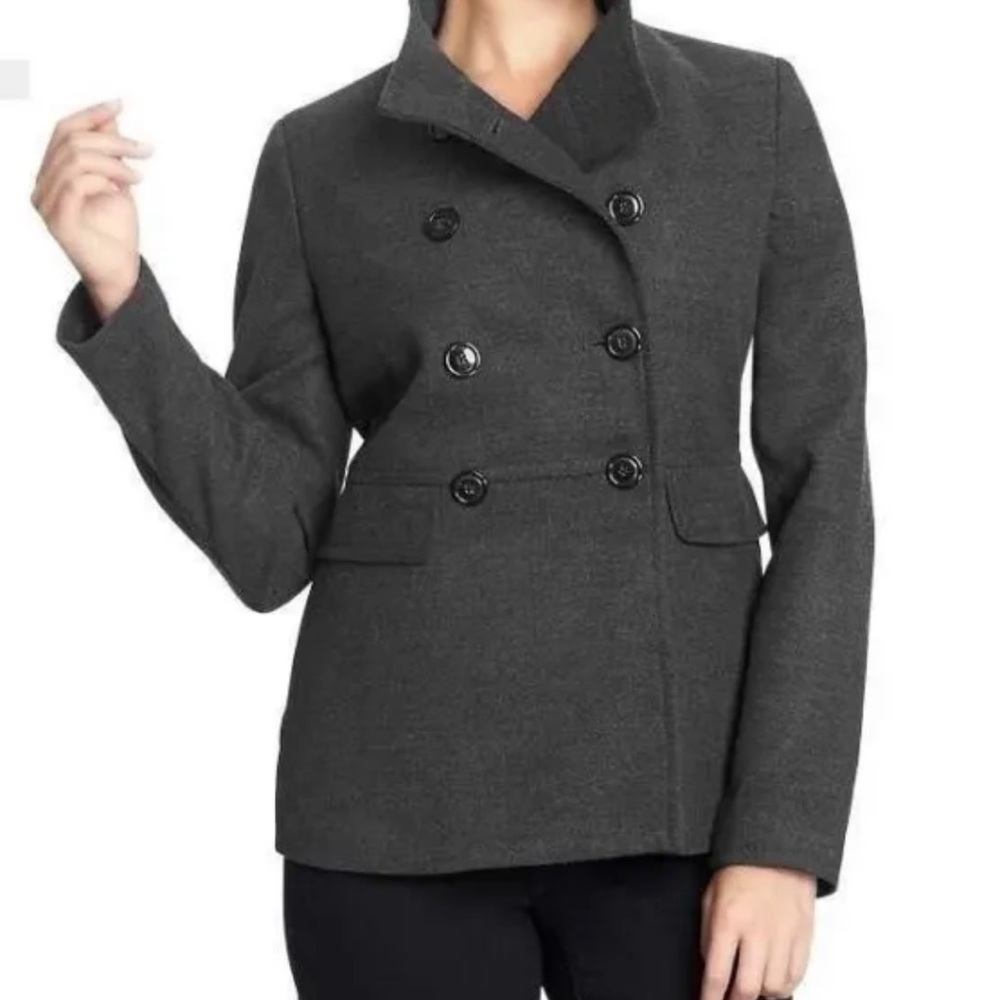 Old Navy| Button Down Short Pea Coat High Neck Smoky Gray Women’s Large